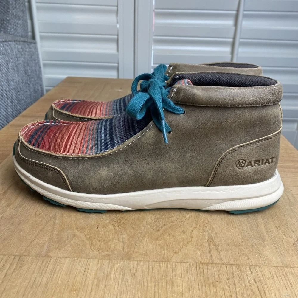 ARIAT SERAPE SPITFIRE BOOTS WOMENS ANKLE LEATHER CANVAS LACE UP SZ 8.5B Cowgirl - Picture 4 of 10